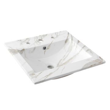 Ancillary 3-Hole 20 in. W x 18.25 in. D Classic Contemporary Rectangular Ceramic Single Sink Basin Vanity Top - JONATHAN Y